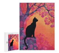 Black Cat in Autumn Puzzle 1000 Pièces Educa Jouet en Bois Cadeau Unique Décoration Intérieure Jeu Éducatif Challenge Toy Adultes Et Enfants À Partir De 14 Ans 500 PCS