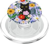 Black Cat in Garden PopSockets PopGrip pour MagSafe