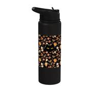 Black Cat in Pumpkin Spice Fall Foliage Aesthetics Stainless Steel Insulated Water Bottle