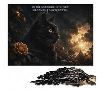 Black Cat Intuition Superpower Quotes Puzzle en Bois, 1000 pièces | Un moment puzzle à partager: une méthode de montage claire le w nd.