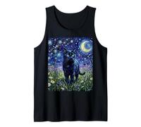 Black Cat Night Glow Stars and Moon Illustration Débardeur