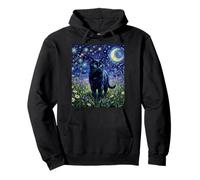 Black Cat Night Glow Stars and Moon Illustration Sweat à Capuche