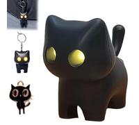 Black Cat Night Light Keychain, LED Mini Keychain Flashlight, Cute Animal Keychains Gift for Cat Lovers