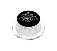 Black Cat Phone Grip A Good Day Starts with Coffee and a Cat PopSockets PopGrip pour MagSafe