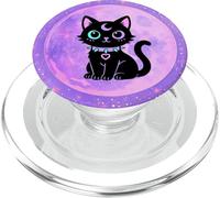 Black Cat Pink Witchy Cat Kawaii Pastel Goth Cat Moon Purple PopSockets PopGrip pour MagSafe