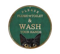 Black Cat Please Flush Toilet Sign Plaque En Aluminium Rétro, Décoration Murale Vintage Pour Maison, Bar, Garage Et Ferme 20x20cm