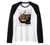 Black Cat Pumpkin and Bats Halloween is My Favorite Holiday Manche Raglan