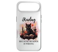 Black Cat Reading Because Murder is Wrong Books Cats Bookish Coque pour iPhone Air