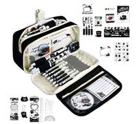 Black Cat School Supplies Set - Cartoon Stationery Kit | Pencil Case, Plush Brooch, Keychain, Ruler, Stickers, Gel Pens, Notebook, Calendar for Students, Writers, Artists, Collectors, Home Office