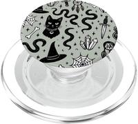 Black Cat & Snake Witchy Spooky Season Halloween PopSockets PopGrip pour MagSafe