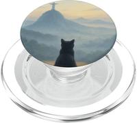 Black Cat Statue du Brésil avec Vue sur Le Lever du Soleil PopSockets PopGrip pour MagSafe