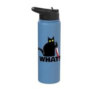 Black Cat What Funny Knife Cat What Stainless Steel Insulated Water Bottle