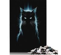 Black Cat with Glowing Eyes Puzzle 1000 Pièces Educa Jouet en Bois Cadeau Unique Décoration Intérieure Jeu Éducatif Challenge Toy pour Adultes Et Enfants À Partir De 12 Ans 1000pcs (38x26cm)