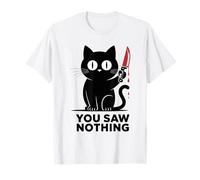 Black Cat with Knife You Saw Nothing Cats Lover T-Shirt