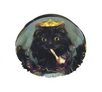 Black Cats Persian Maine Coon Kings Bonnet de douche imperméable, Bonnet de bain élastique pour cheveux Protection de l'environnement Bonnets de bain pour cheveux, Double couche imperméable Bonnet d