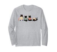Black Cats Reading Books Lover Feline Book Lover Manche Longue