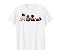 Black Cats Reading Books Lover Feline Book Lover T-Shirt