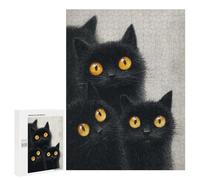 Black Cats with Yellow Eyes Puzzle 1000 Pièces Educa Jouet en Bois Cadeau Unique Décoration Intérieure Jeu Éducatif Challenge Toy Adultes Et Enfants À Partir De 14 Ans 500 PCS