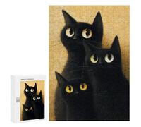 Black Cats with Yellow Eyes Puzzle 1000 Pièces Educa Jouet en Bois Cadeau Unique Décoration Intérieure Jeu Éducatif Challenge Toy Adultes Et Enfants À Partir De 14 Ans 300 PCS