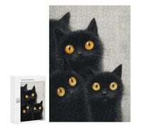 Black Cats with Yellow Eyes Puzzle 1000 Pièces Educa Jouet en Bois Cadeau Unique Décoration Intérieure Jeu Éducatif Challenge Toy Adultes Et Enfants À Partir De 14 Ans 300 PCS