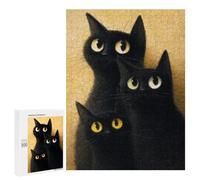 Black Cats with Yellow Eyes Puzzle 500 Pièces Educa Jouet en Bois Cadeau Unique Décoration Intérieure Jeu Éducatif Challenge Toy Adultes Et Enfants À Partir De 14 Ans 500 PCS