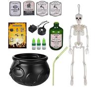 Black Cauldron Figurine vintage effrayante en forme de bol de sorcière | Chaudron Décoration d'Halloween pour maison, porche, terrasse, jardin, fenêtre, entrée, salon, cuisine
