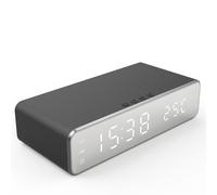 Black Chargeur sans fil pour iPhone et Samsung, réveil numérique LED, charge rapide, écouteurs Therye.com, chargeurs de téléphone, station S6 ""Nipseyteko