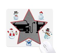 Black Charing Energy Vehicles Protect Environment Christmas Snowman Family Star Mouse Pad
