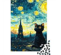 Black Chat 1000 Pièces Puzzle pour Adultes Chat Ghibli Divertissement Créatif Aide À La Relaxation Jeu ÉduChatif Jouets Défi Puzzle en Bois DIY Qualité Premium 1000pcs (75x50cm)