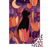 Black Chat Tulipe1000 Pièces, Puzzle Impossible pour Adultes, Cadeaux, pour Enfants38x26cm/1000pcs