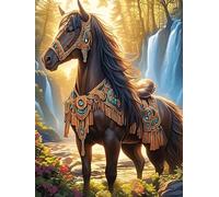 Black Cheval dans Une forêt Magique 1000 Pièces Puzzle Adulte en Carton Haute Densité Anti-Déchirure Faune et Flore Difficile Haute Difficulté Anti-Stress Idée Cadeau Anniversaire Premium 1000 PCS
