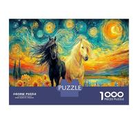 Black Cheval Galloping Through Fire and Water_4 1000 Pièces Puzzle À ThèmeVan Gogh Chevals pour Adultes Moderne Jeu Premium avec Défis Paysagedes QuatreSaisons 38x26cm/1000pcs