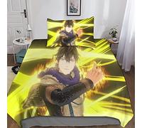 Black Clover Housse De Couette Avec Taie D'oreiller De Lit 3 Pièces, Trèfle noir Ensemble De Literie Avec Fermeture À Glissière, Convient Aux Garçons Et Aux Filles Adolescents Single（135x200cm）