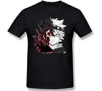 Black Clover Men's Comfortable Short Sleeve Shirts Crew Neck Personality Fashion T-Shirt Black T-Shirts à Manches Courtes(XX-Large)