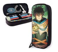 Black Clover Trousse à crayons en cuir avec fermeture éclair pour l'école, le travail et le bureau