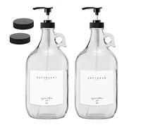Black Commercial Distributeur de Linge Liquide - Deux pichets en Verre de 1,8 l pour adoucissant, Savon Liquide et Eau de Javel - 1,8 l