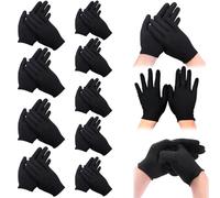 Black Cotton Gloves, 12 Pairs Breathable Cotton Work Gloves, 8.7x3.5 inch Elastic Black, Resuable for Men Jewellery Inspection Archival Cleaning