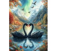 Black Couple de cygnes en Forme de cÅ“ur 1000 Pieces Casse-tête Collectionneur en Carton sans Déformation Mythes Conte de fées Très Difficile Motif Complexe Décoration Murale Cadeau Noã