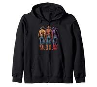 Black Cowboy Trio Western Tenues Strong Country Père Hommes Sweat à Capuche