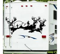 Black Creative Mountain Lake Deer Camper Wall Sticker Animal Forest Sunshine Autocollant Salle de jeux Vinyle Wallpaper Vinyl
