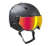 BLACK CREVICE Casque de ski avec visière Kirchberg, noir/argent, L (58-61 cm)
