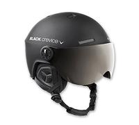 BLACK CREVICE Casque de ski Gstaad I Casque avec visière en style pilote en différentes couleurs I Casque de ski hommes & femmes I Casque de ski en polycarbonate et respirant I Taille réglable (M/L, noir)