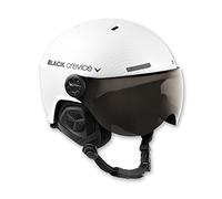 BLACK CREVICE Casque de ski Gstaad I Casque avec visière en style pilote en différentes couleurs I Casque de ski hommes & femmes I Casque de ski en polycarbonate et respirant I Taille réglable (S/M, blanc carbone)