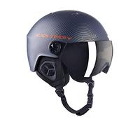 BLACK CREVICE Casque de Ski Gstaad I Casque avec visière en Style Pilote en différentes Couleurs I Casque de Ski Hommes & Femmes I Casque de Ski en (54-57 cm), Carbone Navy/Orange