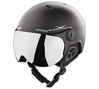 BLACK CREVICE Casque de Ski pour Adulte de Style Pilote avec visière Amovible Orange supplémentaire, Noir Carbone/Blanc