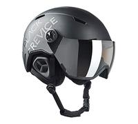 BLACK CREVICE Casque de Ski Vail I Casque de Ski avec visière en Style Pilote en différentes Couleurs I Casque de Ski Hommes & Femmes I en Polycarbonate I (58-61 cm), Mat Noir/Noir
