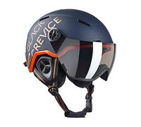 BLACK CREVICE Casque de Ski Vail I Casque de Ski avec visière en Style Pilote en différentes Couleurs I Casque de Ski Hommes & Femmes I en Polycarbonate I (Medium, Mat Marine/Orange)