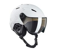 BLACK CREVICE Casque de Ski Vail I Casque de Ski avec visière en Style Pilote en différentes Couleurs I Casque de Ski Hommes & Femmes I en Polycarbonate (55-58 cm), Mat Blanc/Argent