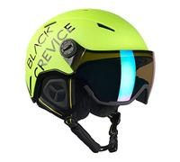 BLACK CREVICE Casque de Ski Vail I Casque de Ski avec visière en Style Pilote en différentes Couleurs I Casque de Ski Hommes & Femmes I en Polycarbonate I Casque (Large, néon Jaune)