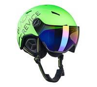BLACK CREVICE Casque de Ski Vail I Casque de Ski avec visière en Style Pilote en différentes Couleurs I Casque de Ski Hommes & Femmes I en Polycarbonate I (55-58 cm), néon Vert